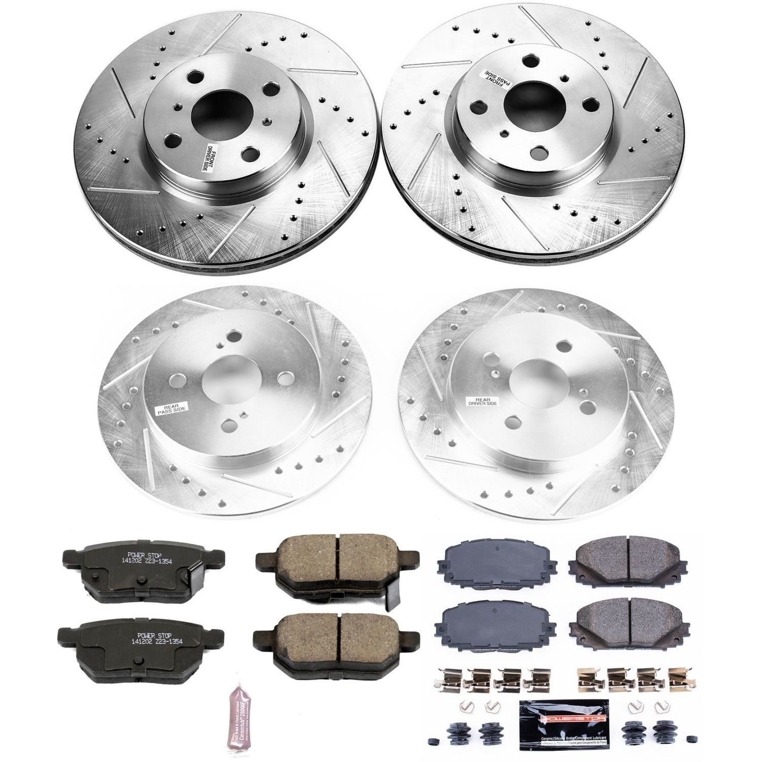 PowerStop Front and Rear Z23 Evolution Sport Carbon-Fiber Ceramic Brake Pad and Drilled & Slotted Rotor Kit Fits: TOYOTA Select Models K6105