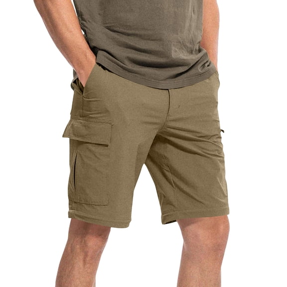 Men's Convertible Hiking Pants: Quick-Dry Lightweight Water-Resistant Zip-Off Fishing Travel with 5 Deep Pockets Brown 3XL