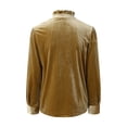 thumbnail image 6 of Baberdicy Women's T-Shirts Women's Spring V Neck Retro Gold Velvet Long Sleeved Blouse Womens Tops Yellow, 6 of 6