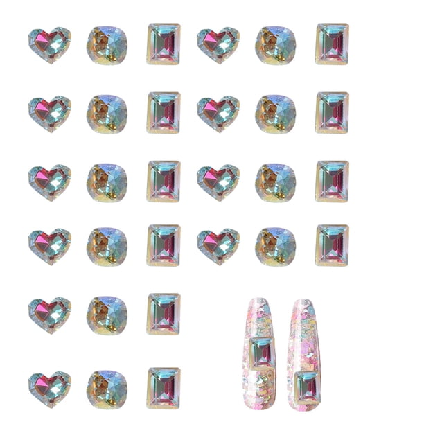 30 Uds. De diamantes de imitación para uñas, gemas para decoración de uñas, cristales artesanales, decoraciones de vidrio, diseño plano, cara, ropa, zapatos, decoración Diy, decoración artística de