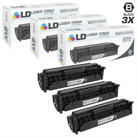 Remanufactured Replacements for CE410A (HP 305A) 3PK Black Toner Cartridges for HP LaserJet Pro 300 Color MFP M375nw, 400 Color M451dn, M451dw, M451nw, M475dn, & M475dw
