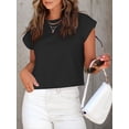 thumbnail image 5 of Womens Short Sleeve Cropped T-shirts Summer Rolled Dolman Sleeve Crop Tops Casual Round Neck Solid Short Basic Tees, 5 of 7