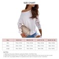 thumbnail image 5 of Sudadera con cuello redondo y retazos de encaje para mujer, sudadera con mangas caídas y hombros descubiertos, sudadera holgada, color blanco S, 5 of 5