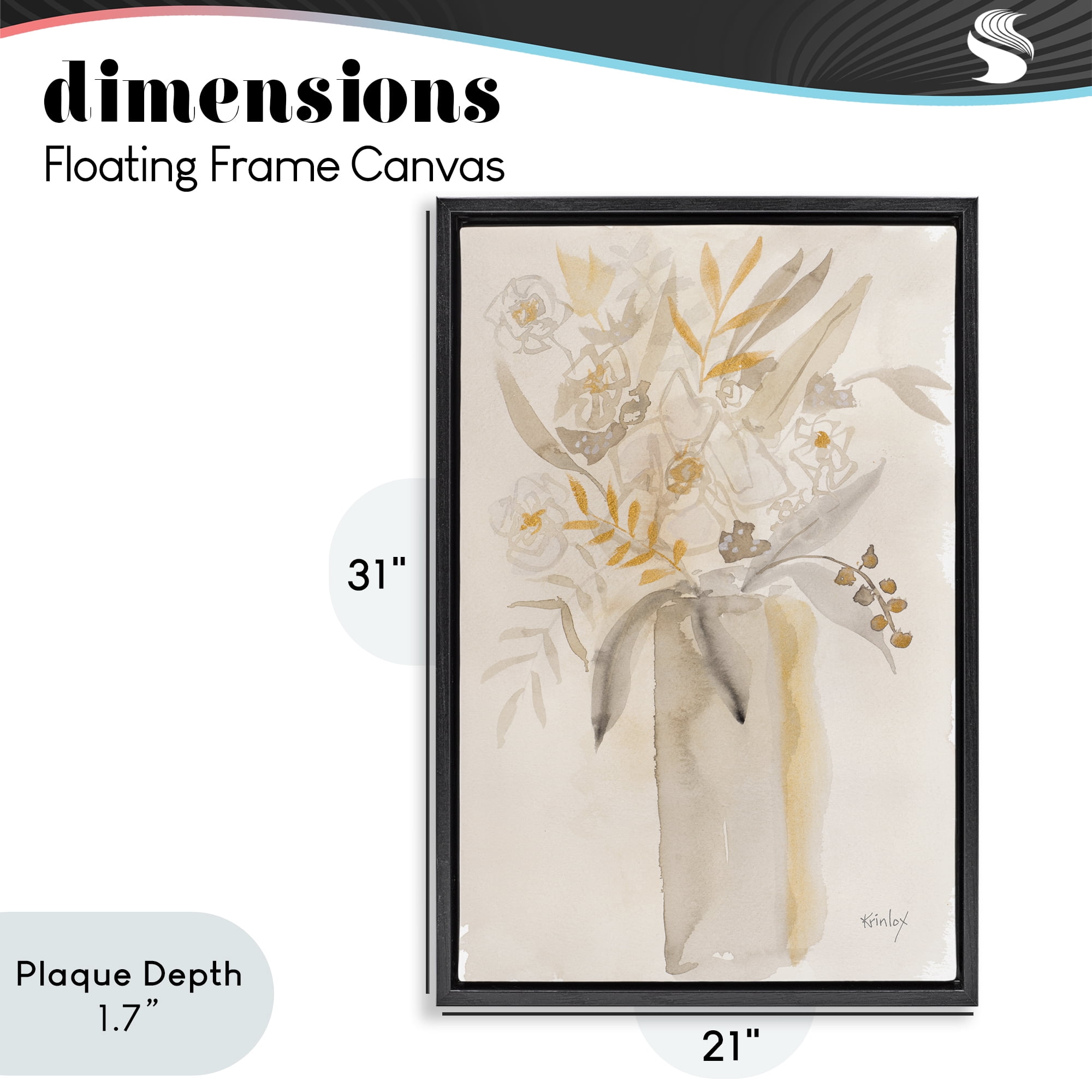 Stupell Industries Earthy Soft Flower Vase Black Framed Floater Canvas Wall Art, design by Krinlox