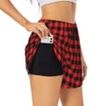 thumbnail image 3 of Lsque Buffalo Plaid Red Black Printed Women's Running Shorts with Liner Pockets,Elastic Quick Dry Workout Athletic Gym Yoga Shorts,Womens High Waist Shorts-X-Large, 3 of 9