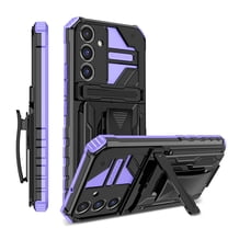 For Samsung S24 FE Case with Belt Clip Holster, Heavy Duty Military Grade Drop Protective, 360° Rotating Kickstand Shockproof TPU Shell Durable Rugged Cover For Samsung Galaxy S24 FE, Purple