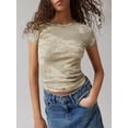 thumbnail image 3 of Niusricy Women's Summer Slim Crop Tops Ladies Classic Solid Color/Stripe T-Shirts Short Sleeve Shirts Basic Comfy Lightweight Blouses Tight Round Neck Tops Streetwear for Daily Casual, 3 of 6