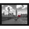 thumbnail image 2 of Assaf Frank 18x15 Black Modern Wood Framed Wall Art Titled - Bicycle with bunch of flowers on Westminster Bridge, London, UK, 2 of 6