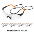 thumbnail image 2 of Lentes de Seguridad Infra con Mica Transparente Patas Naranjas Antideslizantes Protección Industrial para Trabajo, Taller y Construcción Pack de 10 Piezas, 2 of 4