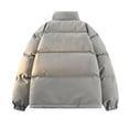 thumbnail image 3 of Dpytoraw Mens Winter Solid Color Zipper Pocket Thick Warm Padded Jacket Hoodless Coat Thick Coat, 3 of 3