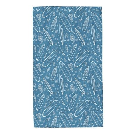 

Surfboard Hand Towel Blue Waters Oceanic Fingertip Towel Kitchen Bathroom Shower Towel Set Highly Absorbent Beach SPA Gym Guest Towels White Blue (16 x 27.5 inches)