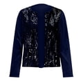 thumbnail image 6 of Women's Short Sequin Cardigan, Long Sleeve Open Front Sparkly Jacket, Pile Sleeve Party Top, Casual Holiday Outfit, Glittery Evening Wear Navy M, 6 of 6