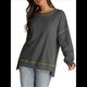 thumbnail image 3 of Sudadera Informal de Cuello Redondo para Mujer, Larga, Talla Grande, , con Costuras en Contraste, para Otoño. Gris Oscuro M, 3 of 8