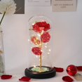 thumbnail image 6 of LED Colorful Red Rose Flower with Gold Butterfly Decor in Glass Dome Valentine's Day Mother's Day Holiday Gifts, 6 of 12