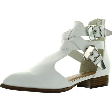 Side Buckle Sandal - Breckelle's KARLIE-03 Women Cut Out Sides Back Zipper Buckle Ankle Strap Sandals
