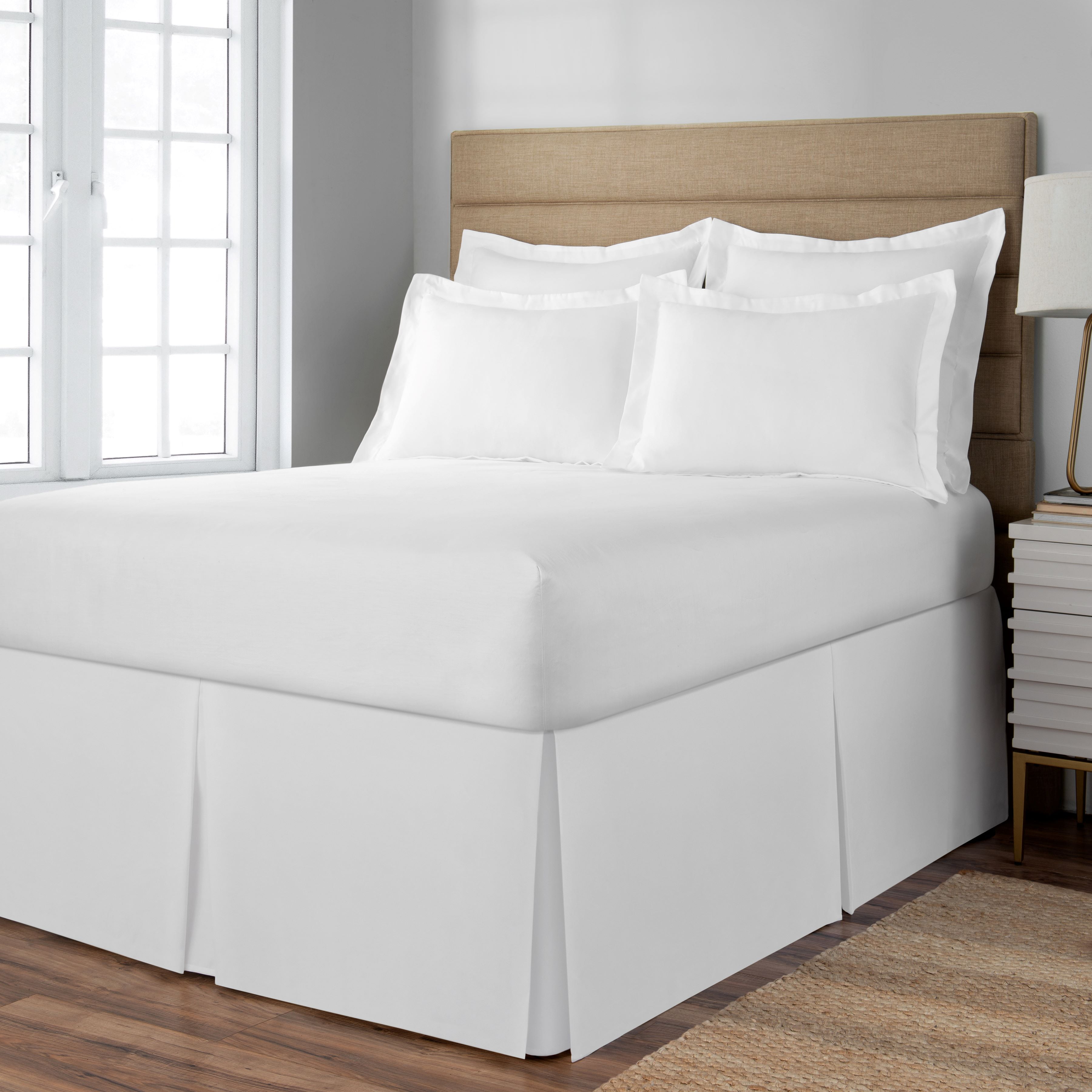 Space Maker Extra-Long Bed Skirt, 21’ Drop, White, Queen