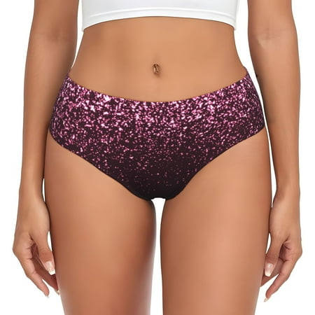 Womens Underwear - Pink Glitter Sparkles A No Show Seamless Underwear for Women  Soft Stretch Sexy Women s Panties  Cute Hipster Ladies Panties Bikini Underwear Briefs