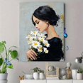 thumbnail image 4 of UXIEQU Woman Holding Daisies Oil Painting Canvas Wall Art Print 15.75x11.81 Inches, 4 of 8