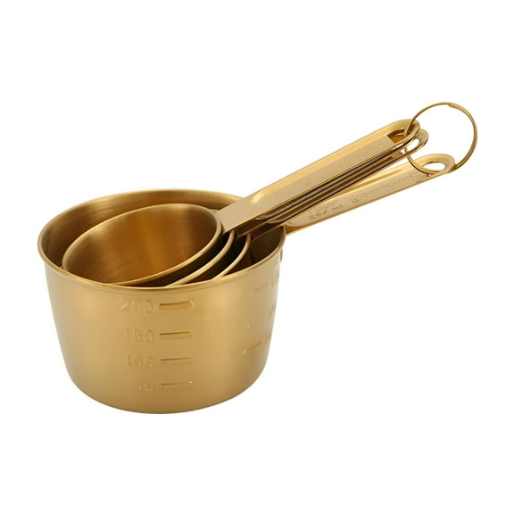 ACDANC Measuring Cups Set 4 PCS,Safety Stainless Steel Measuring Cups,Kitchen Gadgets Cooking&Baking (Gold)