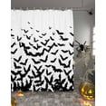 thumbnail image 2 of Shower Curtains for Bathroom-72"x84",Halloween Bats Waterproof Bath Curtain Grommet Shower Curtain Set with Hooks,Black and White Washable Bath Accessories, 2 of 9