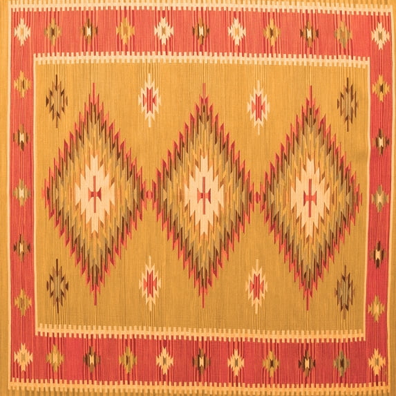 Ahgly Company Indoor Square Oriental Orange Traditional Area Rugs, 5' Square