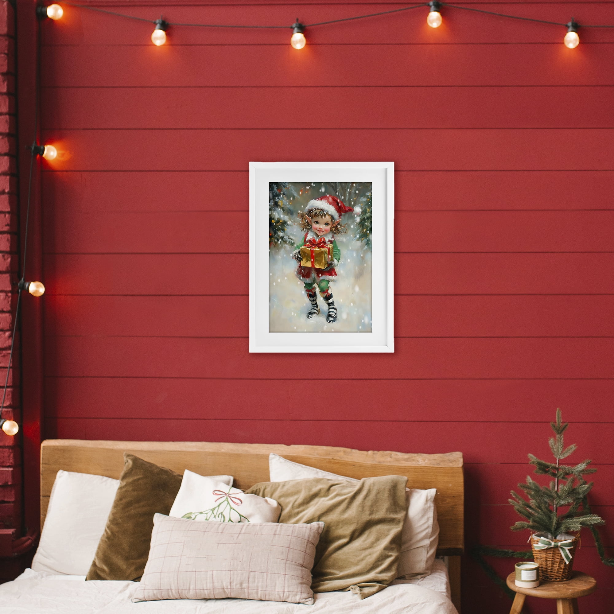 Stupell Industries Santa's Little Elf White Framed Print Under Glass, design by Tina LeCour