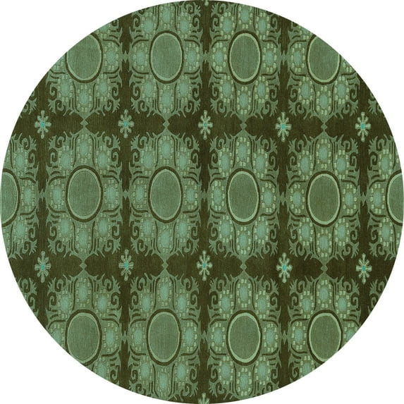 Ahgly Company Indoor Round Abstract Light Blue Modern Area Rugs, 8' Round