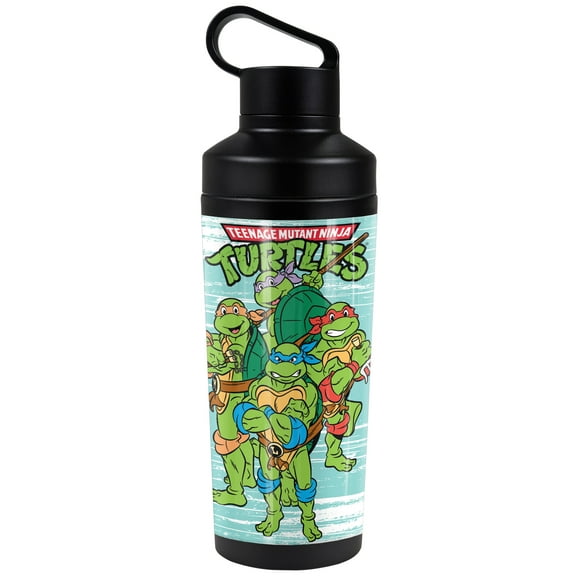 Teenage Mutant Ninja Turtles TMNT Official Turtle Group 18 oz Insulated Water Bottle, Leak Resistant, Vacuum Insulated Stainless Steel with 2-in-1 Loop Cap