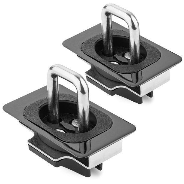 Bull Ring - Anclajes de amarre retráctiles para cama de camión, ajuste empotrado, níquel negro, bronce, para Chevy Silverado 2014-2024, GMC Sierra 2014-2024, tapa de riel requerida (juego de 2)