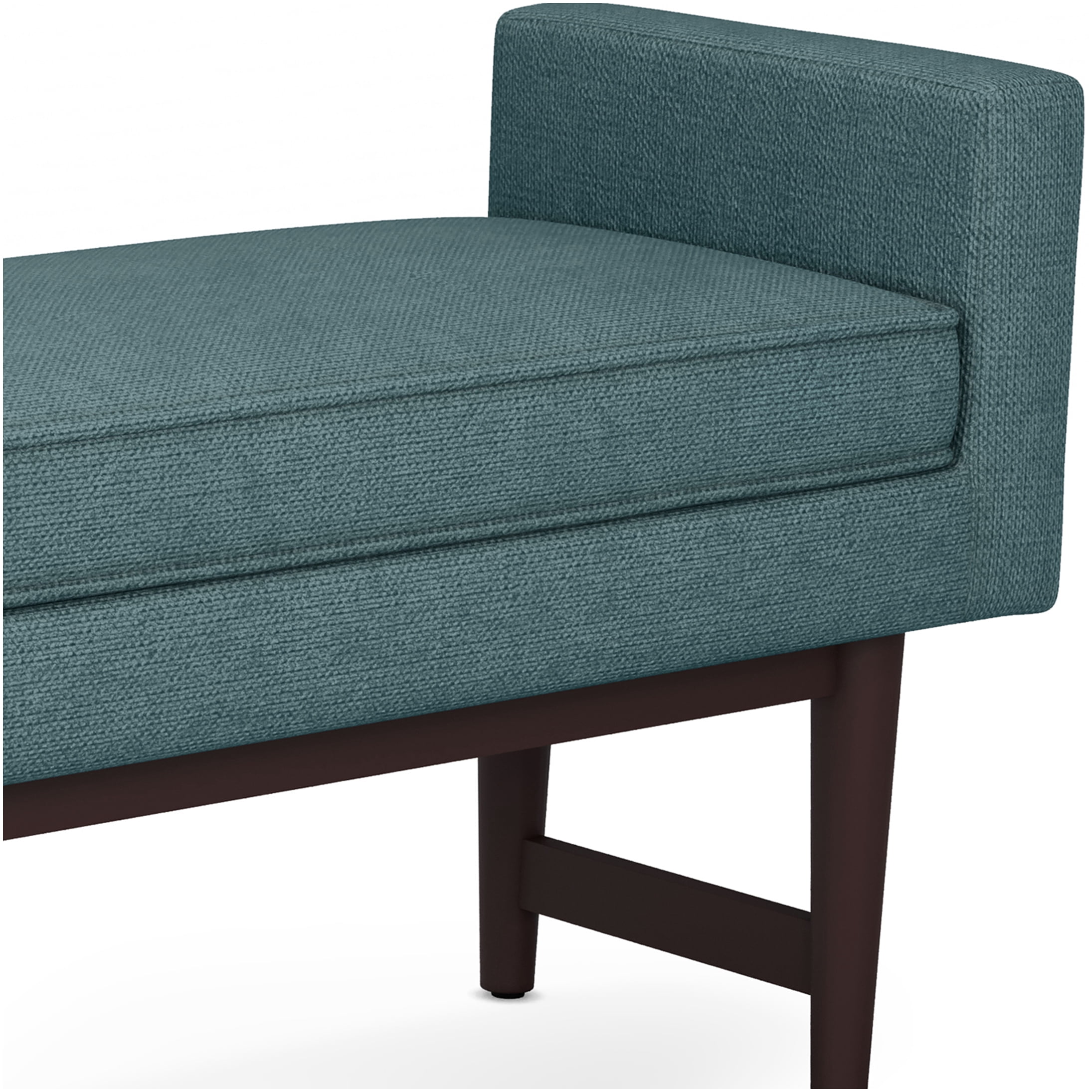 Smoky Teal Upholstered Ottoman Bench with Storage, Modern Fabric Footrest Stool for Living Room