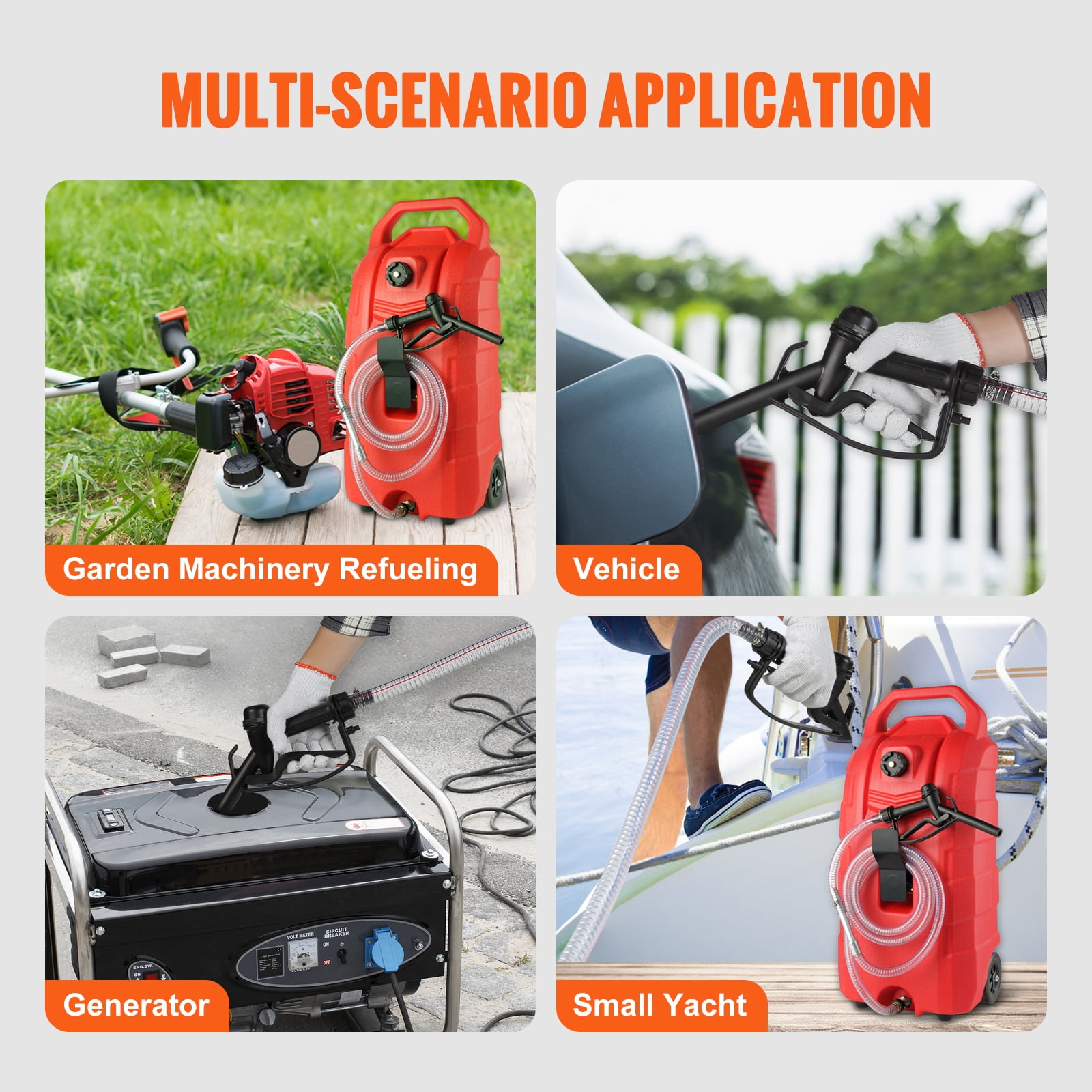 KFFKFF 16 Gallon Portable Fuel Caddy, 7.8 L/min, with Hand Pump and Rubber Wheels, Ideal for Gasoline, Diesel, Machine Oil Storage and Transfer for Cars, Mowers, Tractors, Boats, and Motorcycles