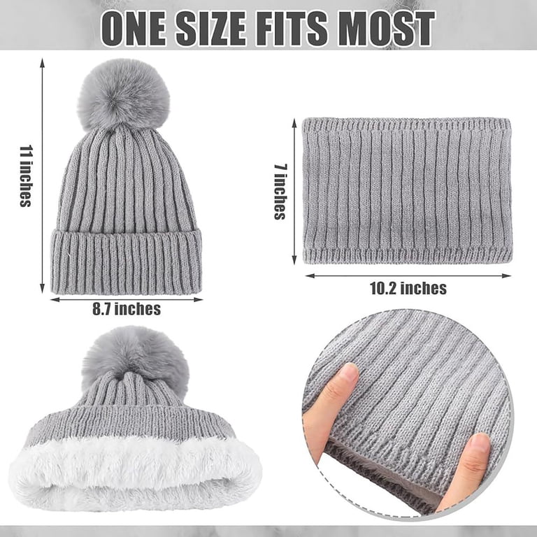 YABCSAZ Womens Beanie Hat Scarf Gloves Set, Fleece Lined  display picture 2
