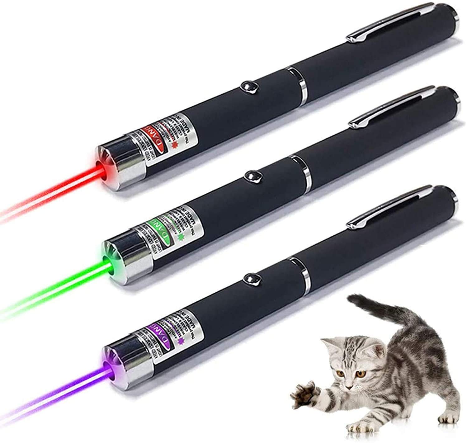 3 Pack Cat Laser Pointer Toys for Indoor Cats Dogs Kitten, Long Range