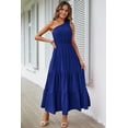 thumbnail image 2 of Vestido PRETTYGARDEN Maxi Azul con Volantes y Nudo de Un Hombro Talla L, 2 of 8