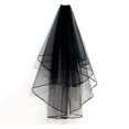 thumbnail image 1 of 1pc Bride Wedding Veil Retro Black Long with Ribbon Border for Women Ladies (Black), 1 of 3