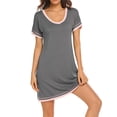 thumbnail image 3 of Prettyui Women's Nightshirt Long Sleepwear Short Sleeve Sleep Shirts Crew Neck Nightdress, 3 of 6