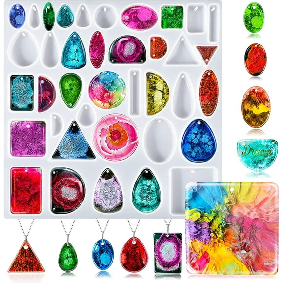 38 moldes silicona resina + 40 anillos, forma lágrima