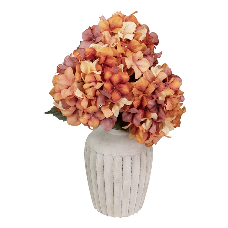 26-inch Artificial Silk Orange Hydrangea Long Stem, for Indoor Use, by Better Homes & Gardens