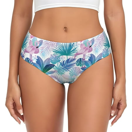 Womens Underwear - Flamingo Palm Leaves No Show Seamless Underwear for Women  Soft Comfort Stretch Women s Panties  Hipster Ladies Panties Bikini Underwear Briefs