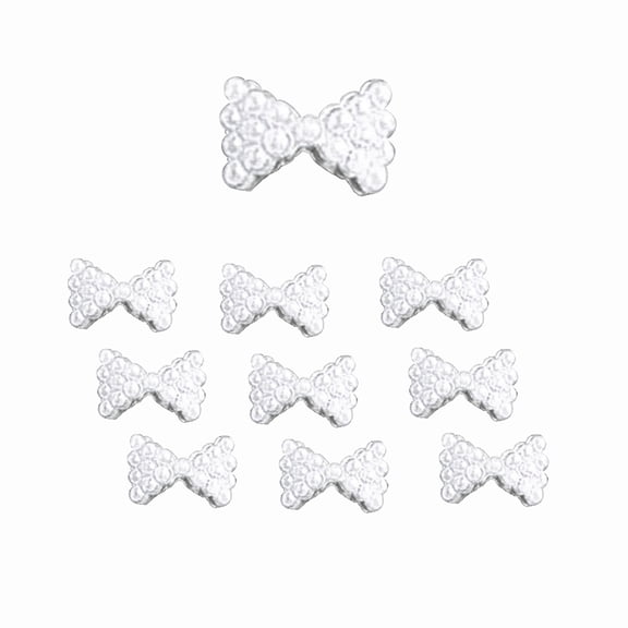 UDIYO 10Pcs Nail Art Stickers 3D Bowknot Pattern Stylish Alloy Rhinestone Nail Sticker for Dating