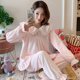thumbnail image 1 of Pijamas de franela de otoño e invierno para mujer, manga larga, grueso, cálido, polar coral, conjunto de ropa para el hogar con forma de oso de galleta, 1 of 4