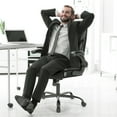 thumbnail image 4 of edx Computer Gaming Chair, Ergonomic High Back Heavy Duty Task Desk Office Chairs with Wheels, Flip-up Arms, Adjustable Height, PU Leather, Black, 4 of 10