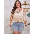 thumbnail image 4 of Plus Size Swim Cover Up for Women Summer Mesh Crochet Swimsuit Cover Up Crewneck Short Sleeve Beach Cover Up Shermie, 4 of 6