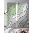 thumbnail image 4 of Sheer Curtains 84 inches Long 2 Panels Set Sage Green Vintage Gradient Light Filtering Sheer Drapes Rod Pocket Window Curtains for Living Room/Bedroom, Minimalist Modern Stripes Grey, 4 of 8