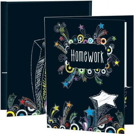 UPC: 0192407045187 | Chalkboard-Style Shooting-Stars Homework Folders – 12 folders
