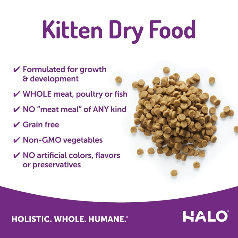Halo Grain Free Natural Dry Cat Food Kitten Chicken Chicken Liver Recipe 3 Pound Bag