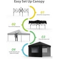 thumbnail image 2 of 10x10 Ft Pop Up Canopy - Waterproof & UV-Resistant with Center Lock and 3 Sidewalls for Picnics, Camping, and Outdoor Gatherings - Black, 2 of 7