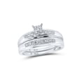 thumbnail image 2 of 10kt White Gold His Hers Round Diamond Cluster Matching Wedding Set 1/5 Cttw, 2 of 3