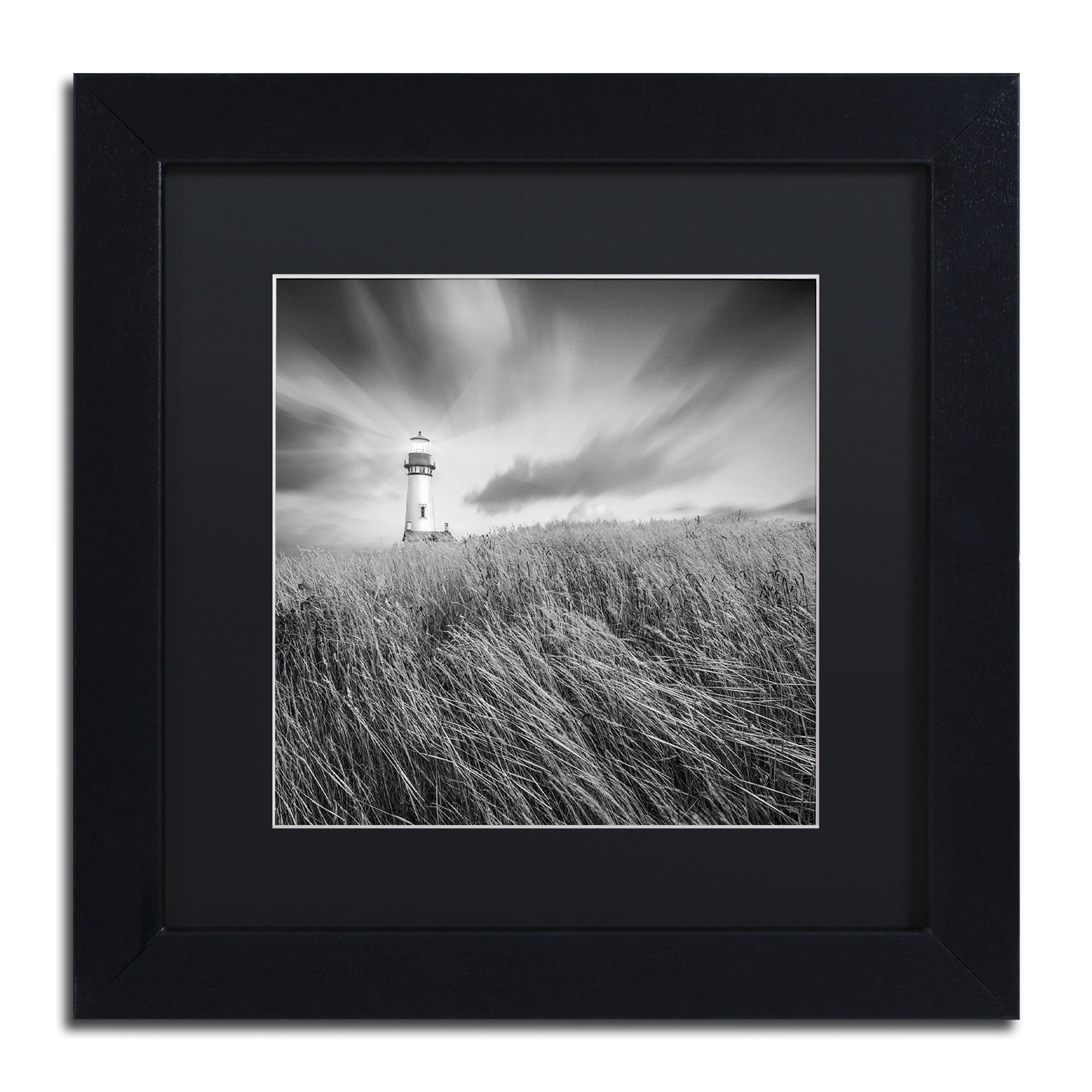 Moises Levy 'Yaquina Lighthouse III' Black Matted Framed Art