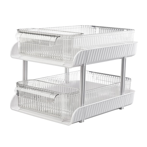 Organizador de escritorio con 2 pequeñas cajas de almacenamiento y doble asa. Blanco